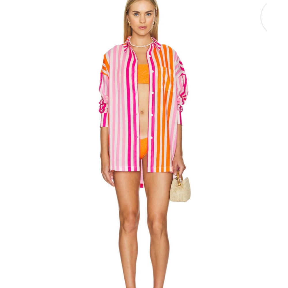 BeachRiot Alexa Sunset Stripes Button Down Casual Lightweight Size Petite Large